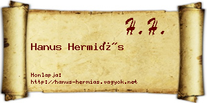 Hanus Hermiás névjegykártya
